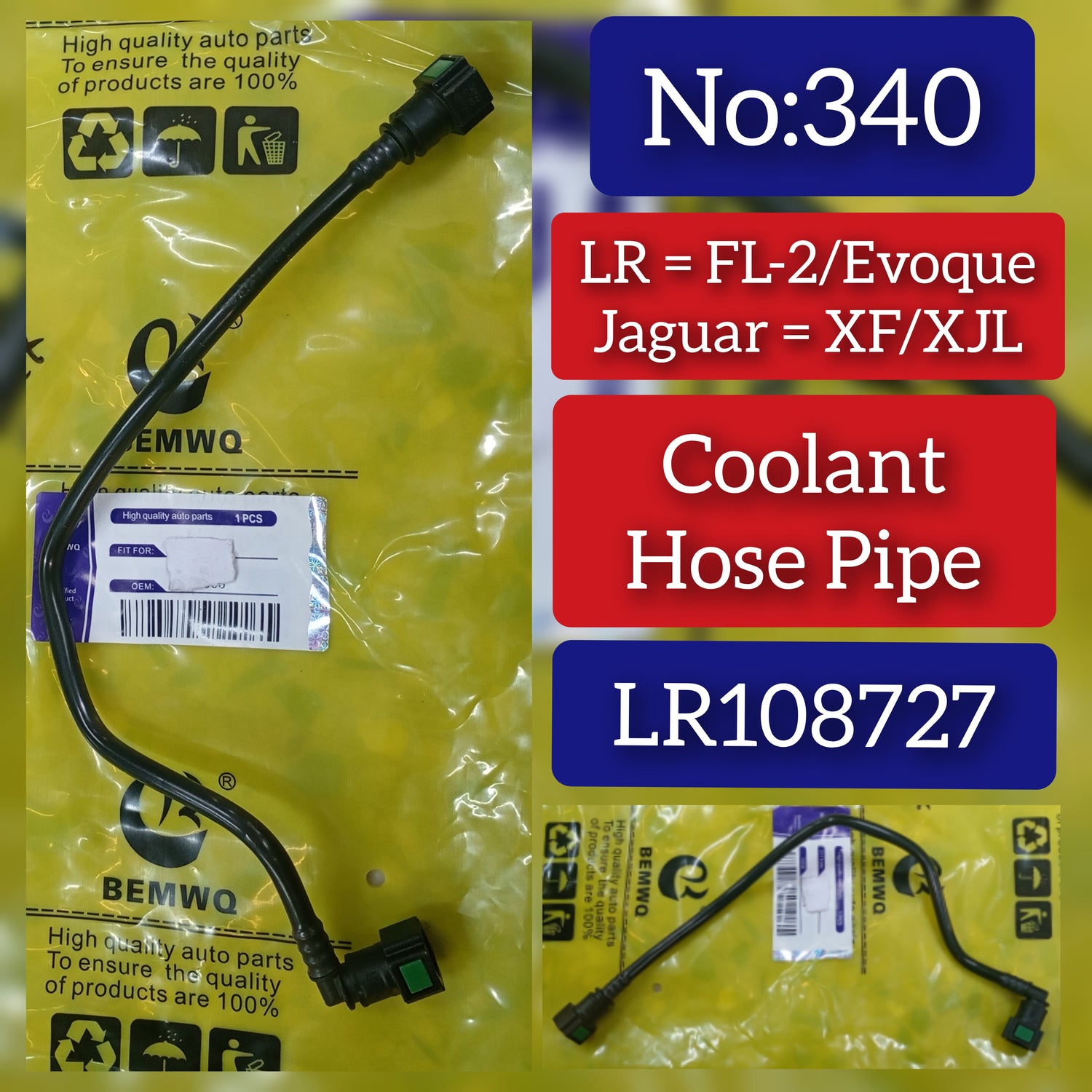 Coolant Hose Pipe LR108727 Compatible With Land Rover Evoque (L538) & Jaguar XF & XJL & Free Lander 2 Tag No.340