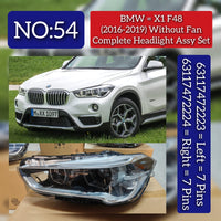 Complete Headlight Assy Set Without Fan Left 63117472223 & Right 63117472224 Compatible With BMW X1 F48 (2016-2019) Tag No.54