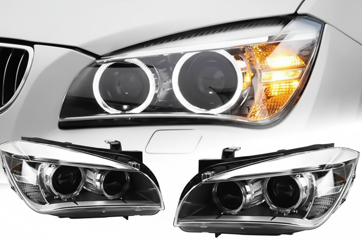 Headlight Headlamp Left  & Right  (Without Blaster) Compatible With BMW X1 E84 2009-2012 Helogen