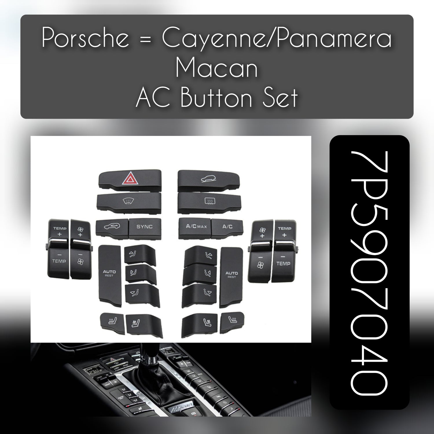 Front Console Air Conditioning Temperature Ventilation Volume AC Button Caps 7P5907040 Compatible With PORSCHE  CAYENNE & PANMERA & MACAN