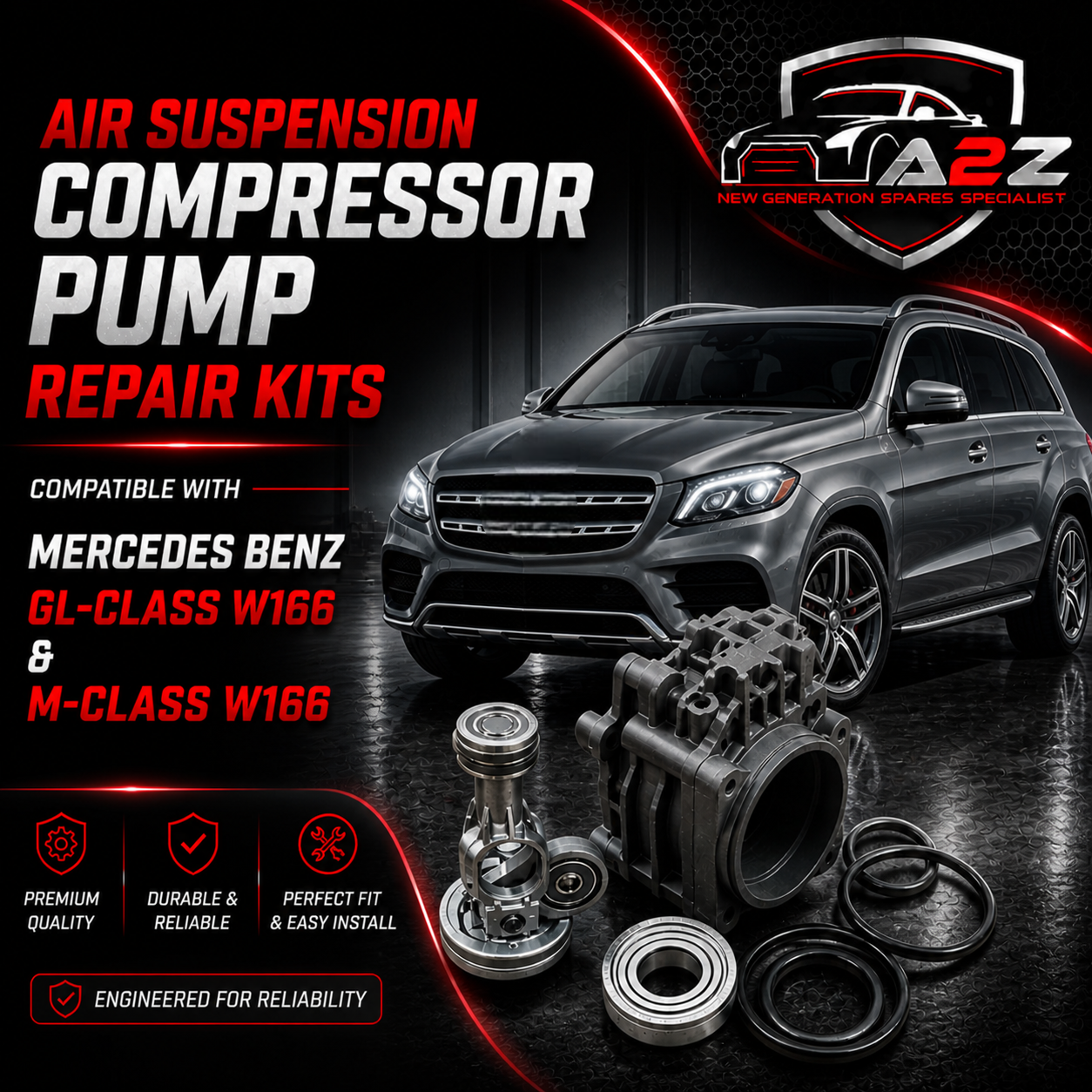 Air Suspension Compressor Pump Repair Kits 1663201204 Compatible With Mercedes Benz GL-CLASS W166 & M-CLASS W166