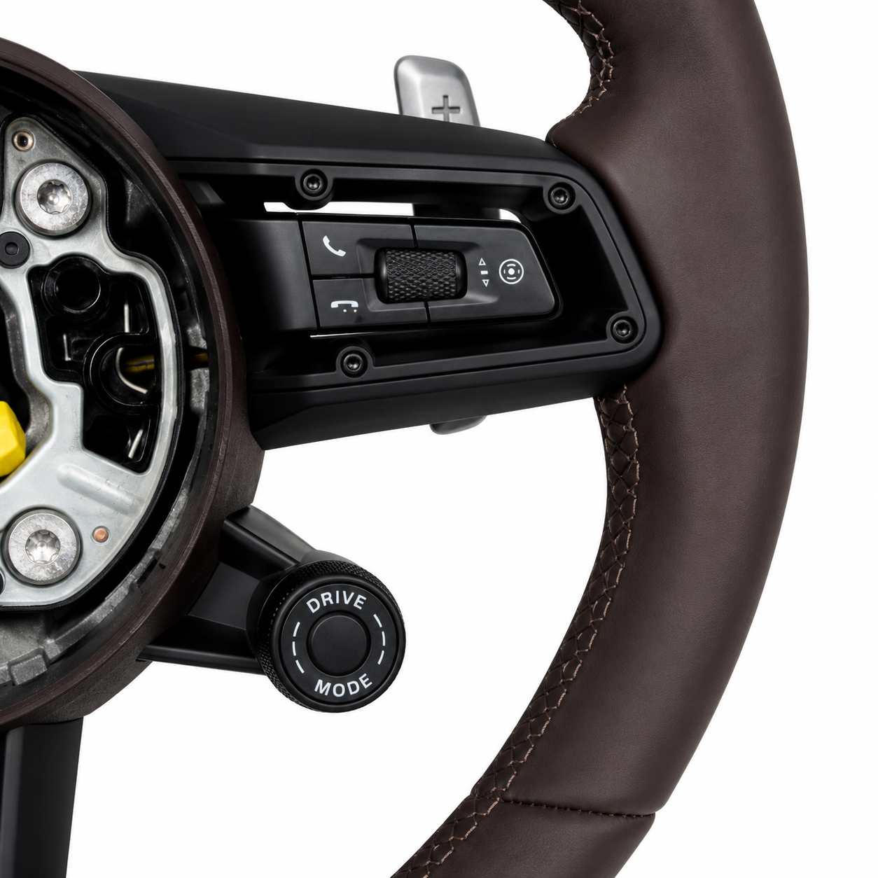 Dark Brown Smooth Leather Steering Wheel Compatible With Porsche All Models