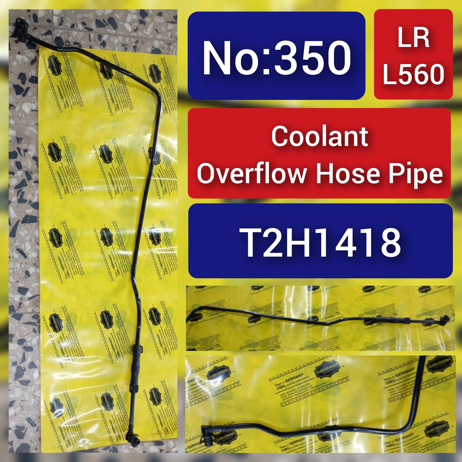 Coolant Hose Pipe T2H1418 GX738276BD GX73-8276-BD Compatible With Jaguar XF & Land Rover L550 Tag No.350
