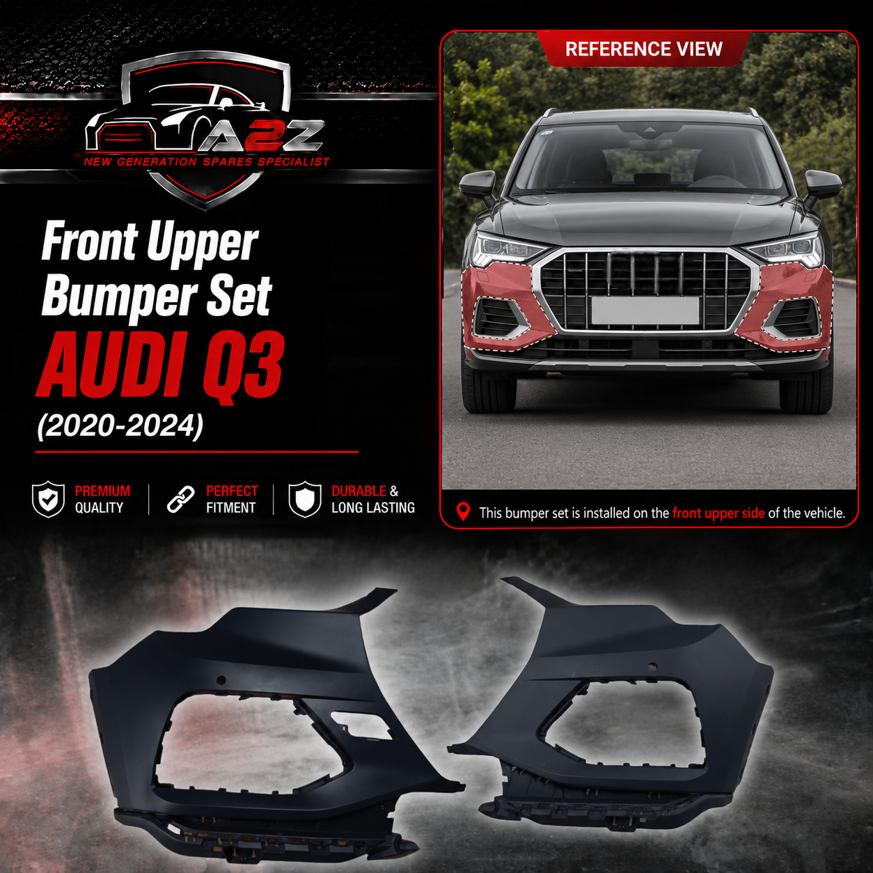 Front Upper Bumper Left 83A807107A  & Left  83A807108A Compatible With AUDI Q3 (2020-2024) Tag No.75