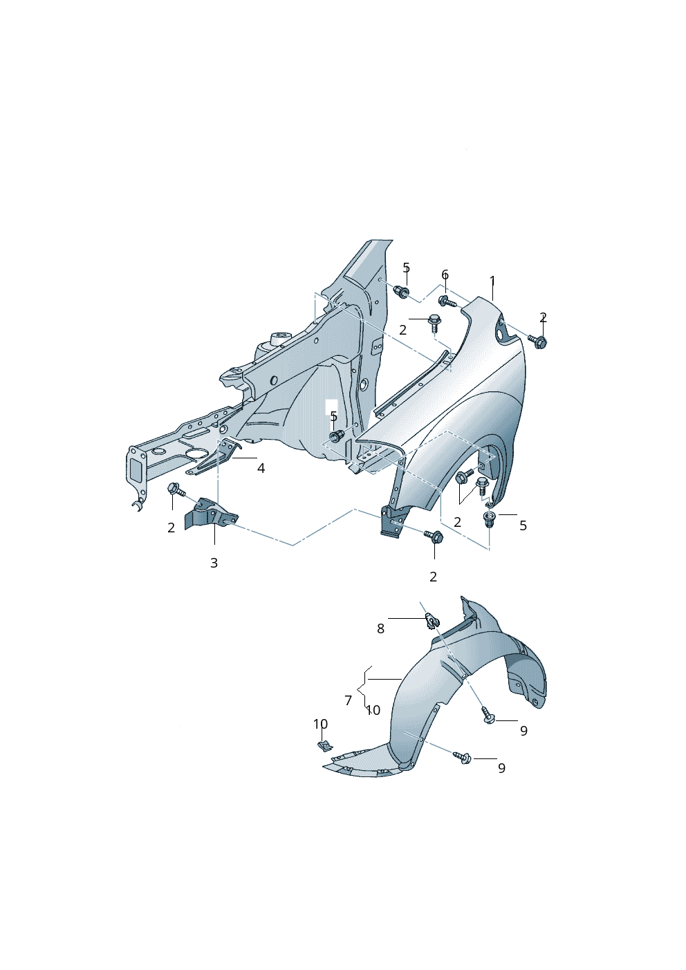 Inner Fender Right Side 5Z0809962F Compatible With Volkswagen SURAN SPACEFOX (2011-15)