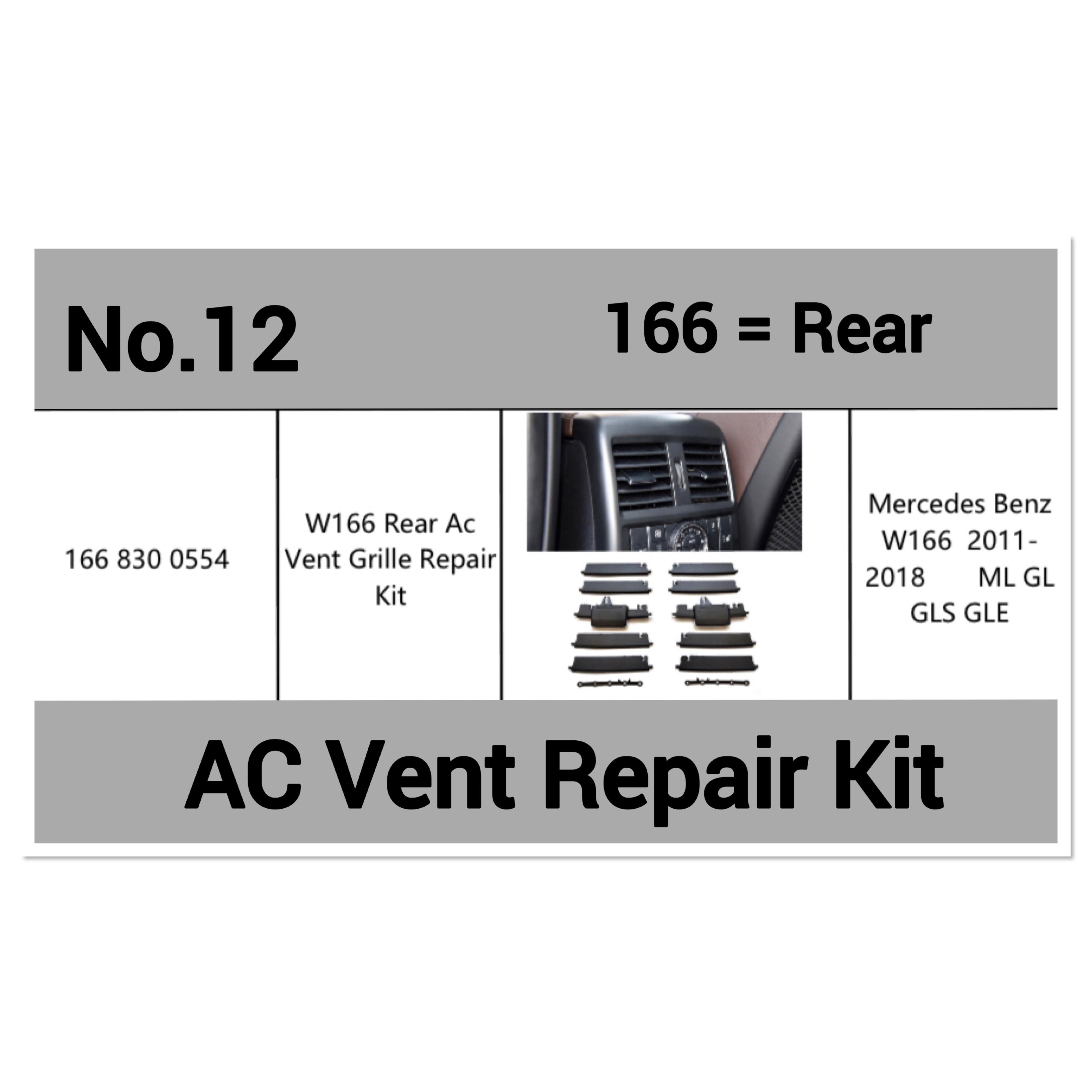 Rear AC Conditioner Air Vent Grill Outlet Tab Clip Repair Kit 1668300554 Compatible With MERCEDES BENZ GLE W166 & GLS W166 & GL-CLASS W166 & M-CLASS W166 Tag-ACR-12