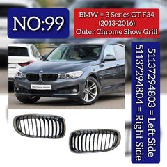 Outer Chrome Show Grill Left 51137294803 & Right 51137294804 Compatible With BMW 3 SERIES GT F34 (2013-2016) Tag No.99