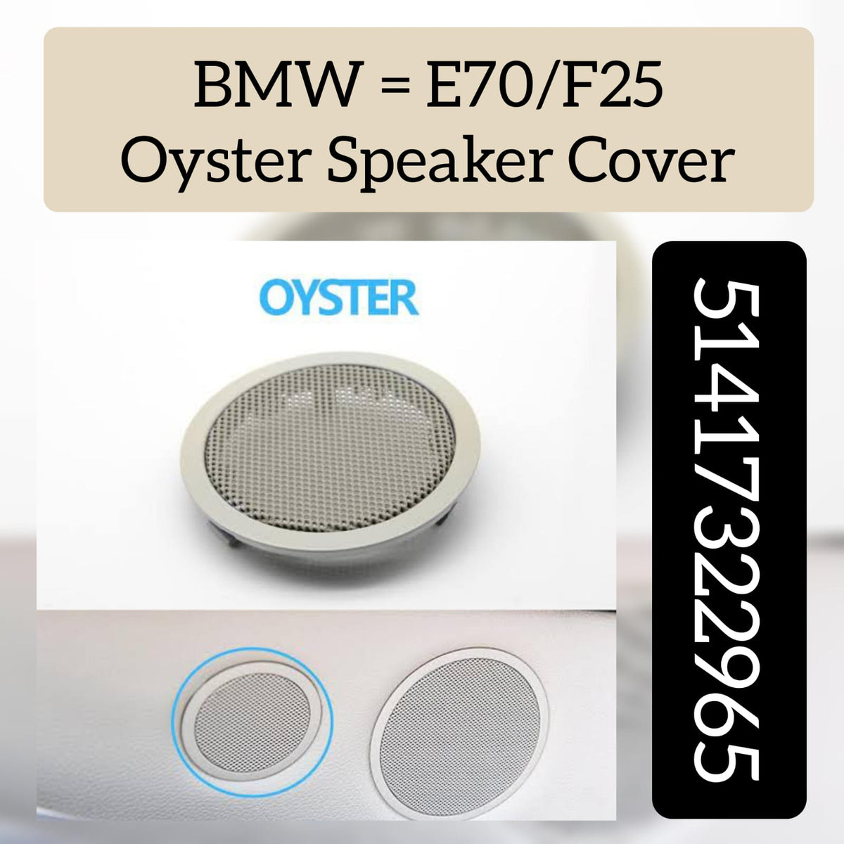 Front/Rear Door Woofer Loudspeaker Cover Oyster 51417322965 Compatible With Bmw X3 F25 2010-2016 X5 E70 2007 X6 E71 2008 5 Series Gt F07 2010-2014
