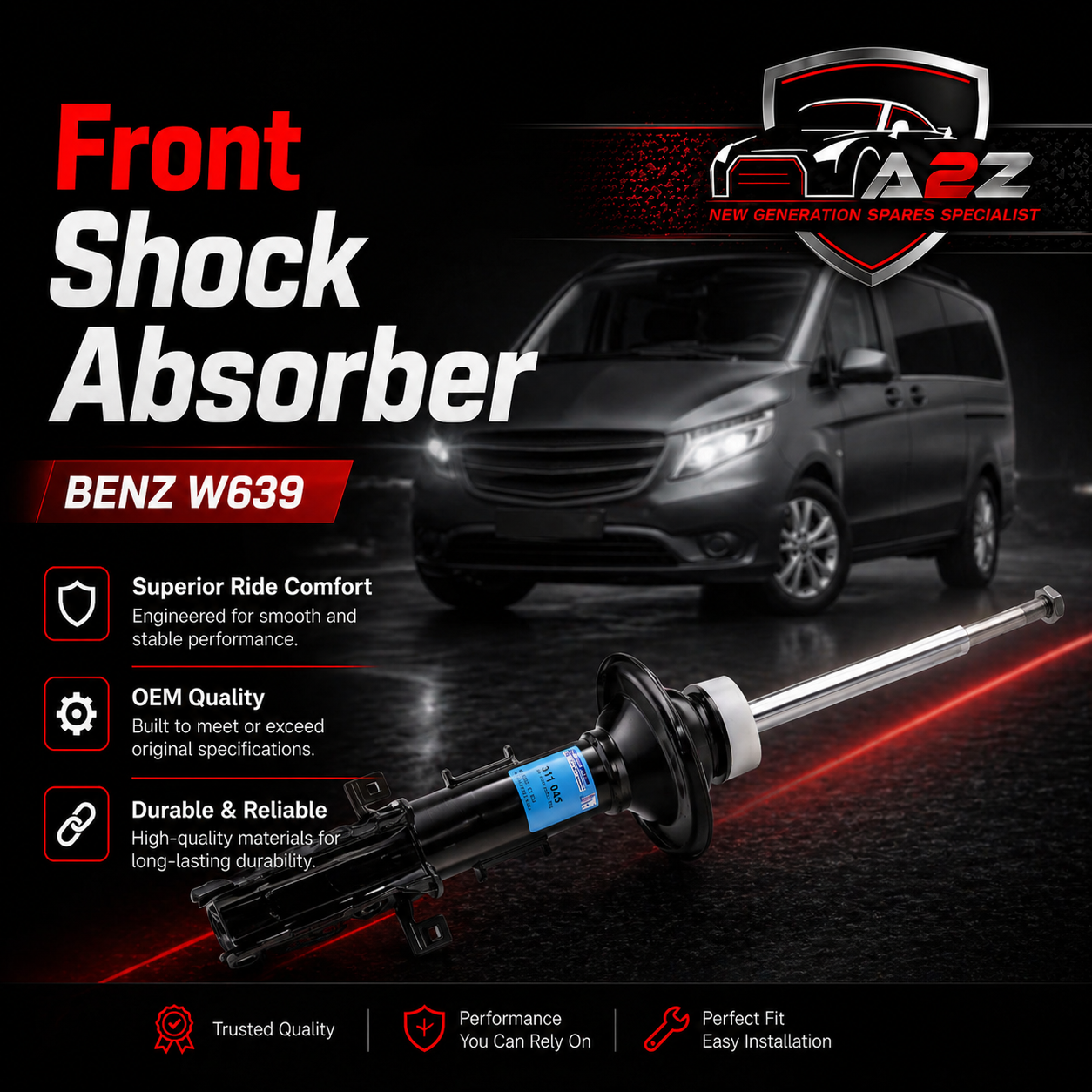 Fornt Suspension Shock Absorber Left & Right 6393201513 Compatible With Mercedes Benz W639