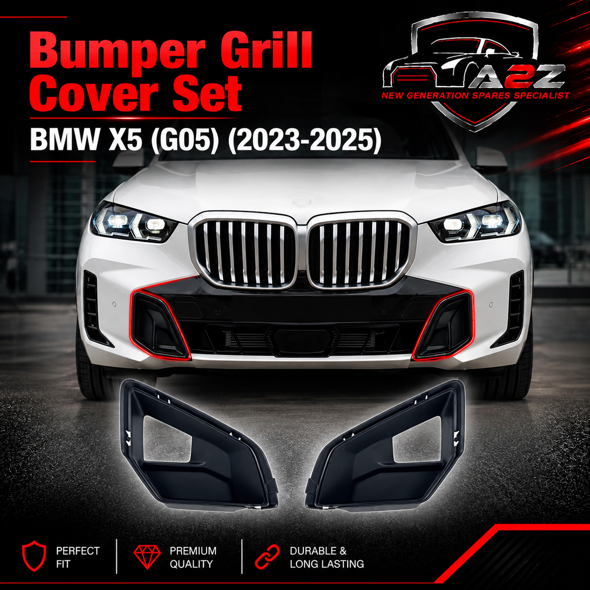 Bumper Grill Cover Set Left 51118086039 & Right 51118086042 51118086040 Compatible With BMW X5 (G05) (2023-2025) Tag No.429