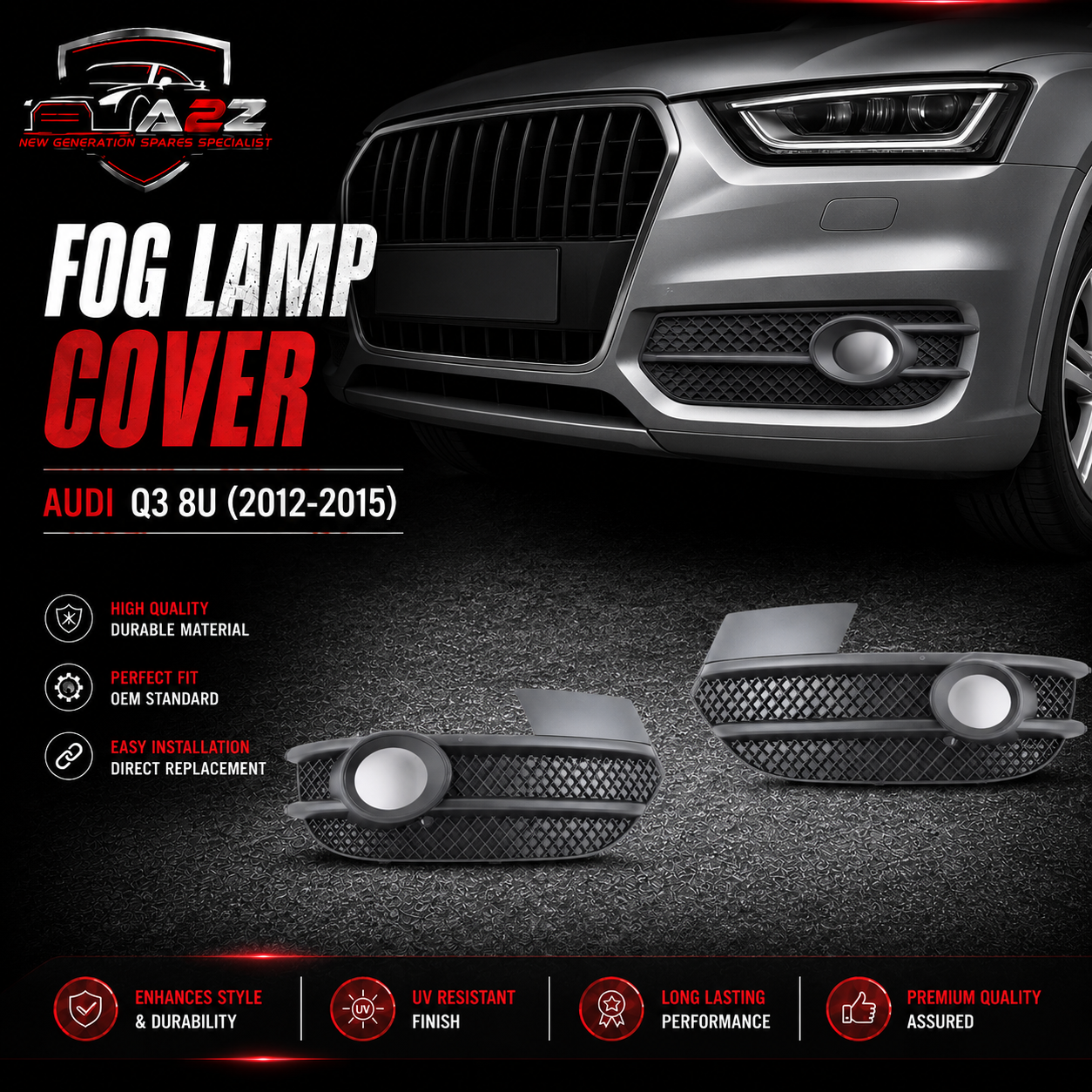 Fog Lamp Cover Left 8U0807681A & Right 8U0807682A Compatible With Audi Q3 8U (2012-2015) Tag No.71