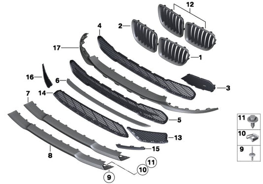 Front Bumper Grille Right  51117303756 51117303756B & Left 51117303755 51117303755B Compatible With BMW X1 (E84)