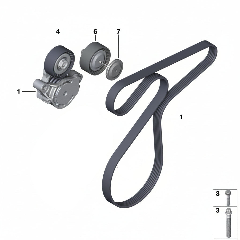 Multi Rib Belt Kit 6PK1715K2 Compatible With BMW X1 (F48) (CONTINENTAL)