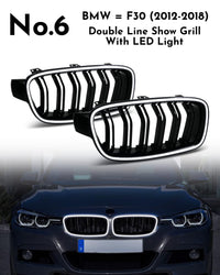 Double Line Show Grill With LED Light Compatible With BMW =F30 (2012-2018) No.6