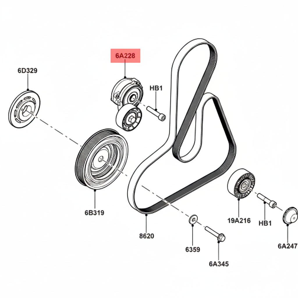 Belt Tensioner With Pulley LR003651 Compatible with JAGUAR F-PACE (X761) & XE (X760) & XF II (X260)