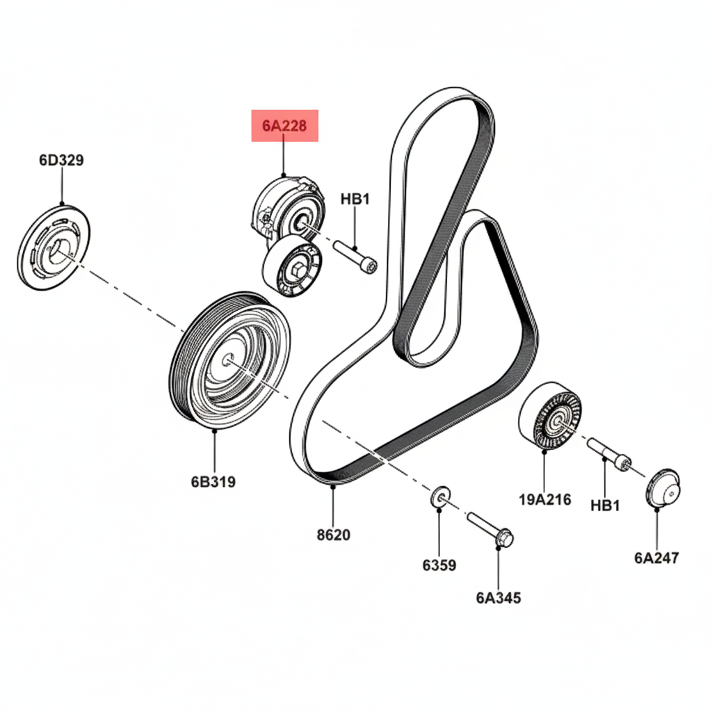 Belt Tensioner With Pulley LR003651 Compatible with  LAND ROVER FREELANDER 2 (L359) | LR2 &  RANGE ROVER EVOQUE (L538) & JAGUAR XE (X760) & XJ (X351) & XF I (X250)