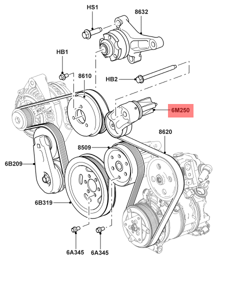 Belt Tensioner With Pulley LR013506 Compatible With LAND ROVER DISCOVERY III (L319) | LR3 & RANGE ROVER SPORT I (L320) Tag No.8