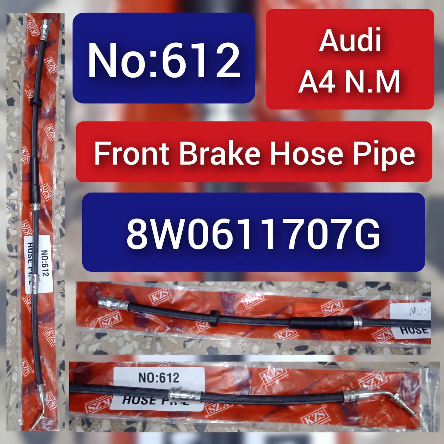 Front Brake Hose Pipe 8W0611707G Compatible With AUDI A4 N.M Tag-H-612