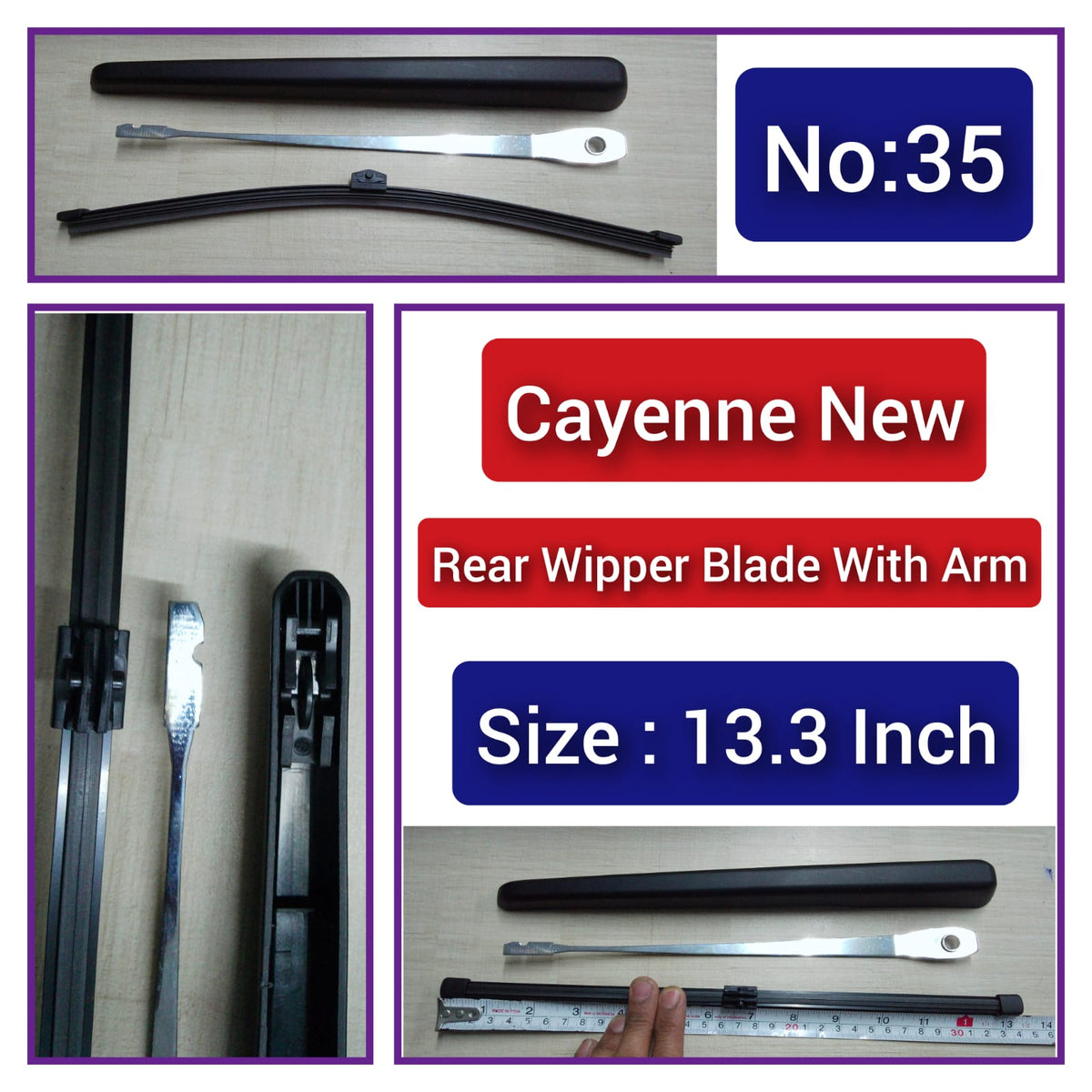 Rear Wiper Blade (13.3 Inch) With Arm Compatible with PORSCHE CAYENNE N.M Tag-WBR-35