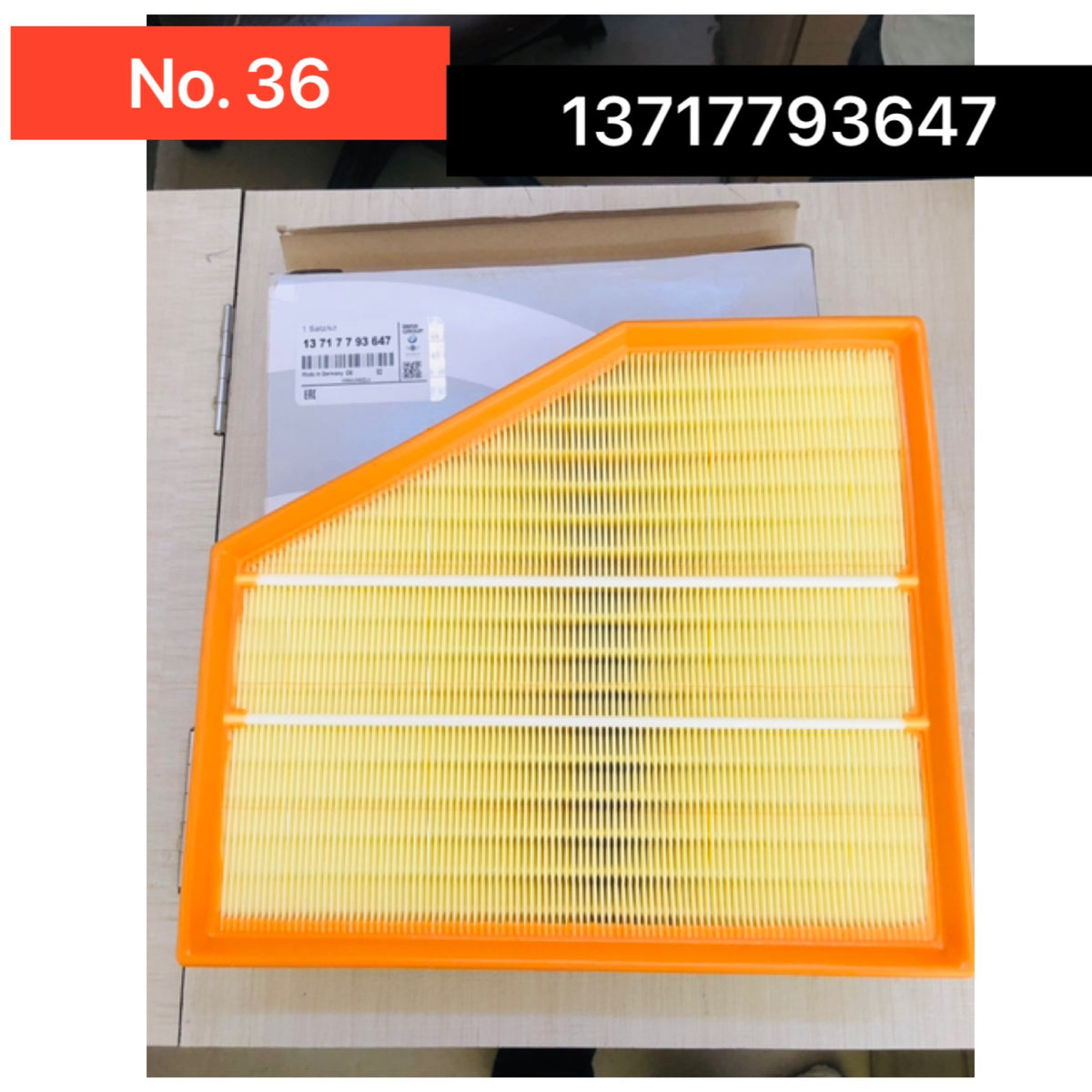 Air Filter 13717793647 & E727L & LX1261 Compatible With BMW 5 (E60) Tag No.36