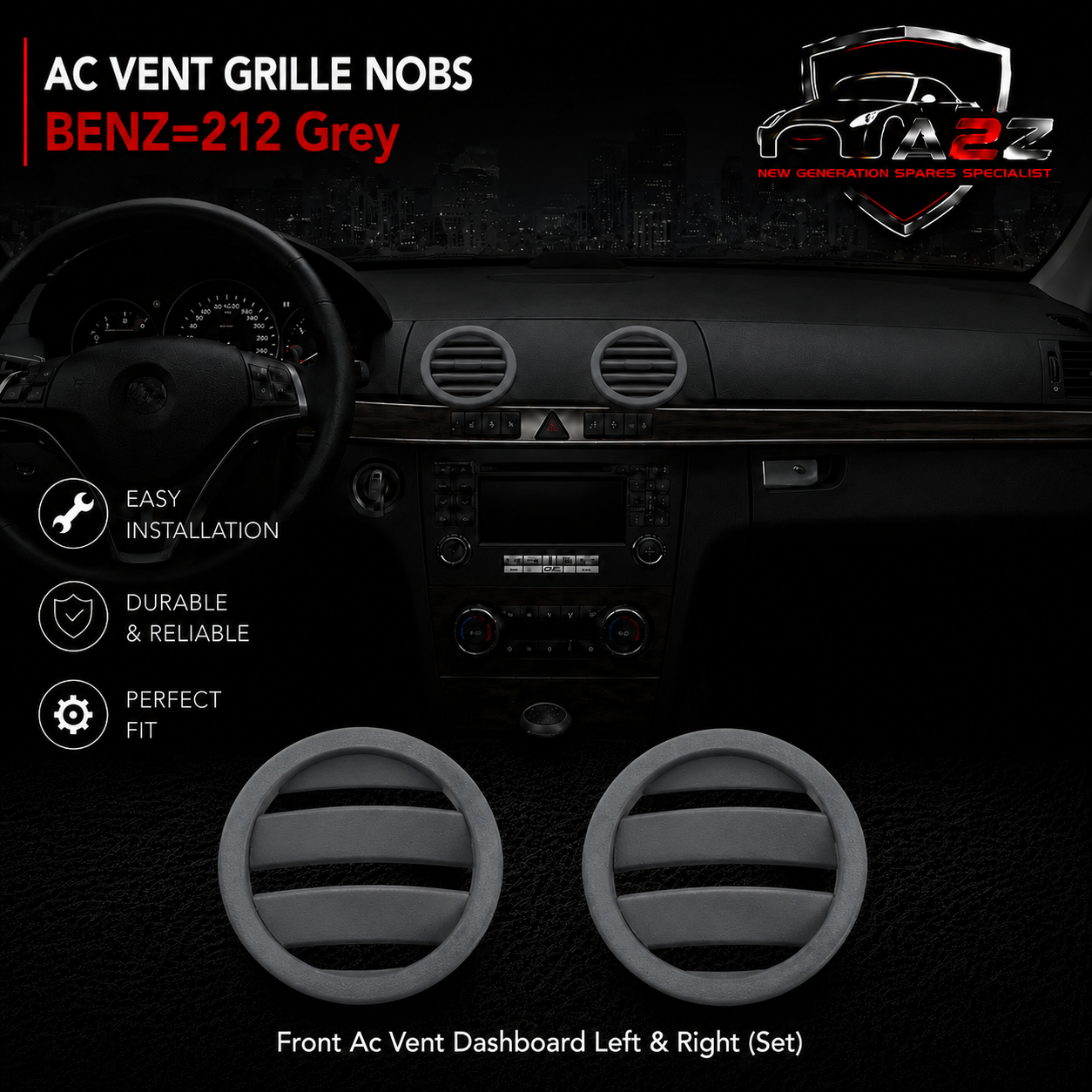 Front Ac Vent Dashboard  Left & Right (Set) 21283103598N85 21283104598N85 Compatible With BENZ=212 Moka Round