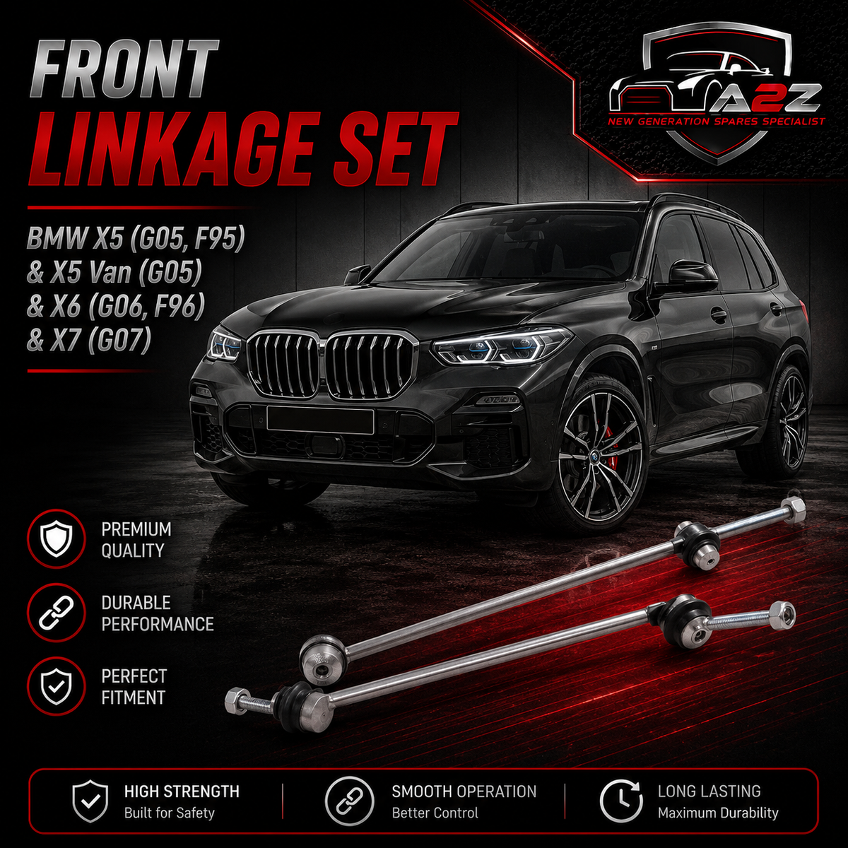 Front Axle Sway Bar End Stabilizer Link Right 31356881808 & Left 31356881807 Set Compatible With BMW X5 (G05, F95) & X5 Van (G05) & X6 (G06, F96) & X7 (G07)