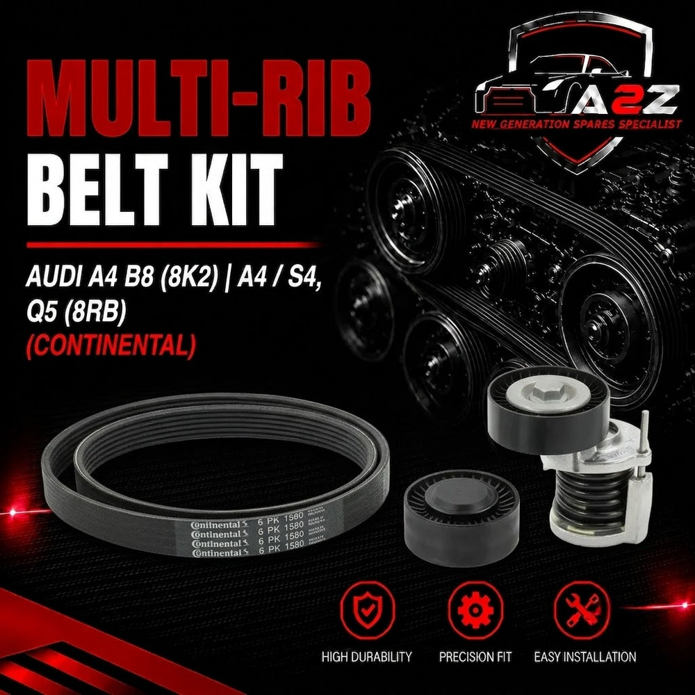 Multi RIB Belt Kit 6PK1580K1 Compatible With AUDI A4 B8 (8K2) | A4 / S4, Q5 (8RB) (CONTINENTAL)