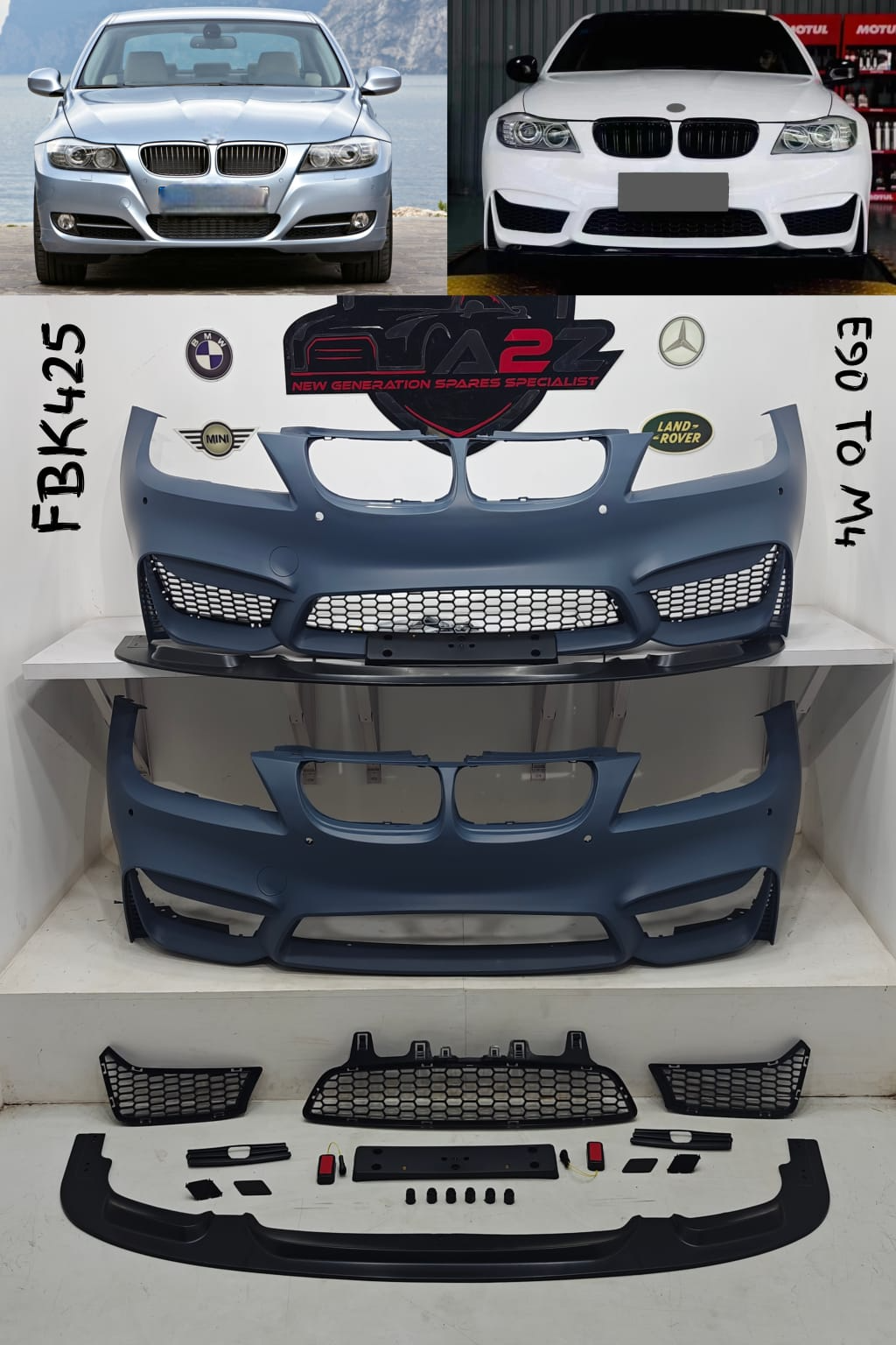 Front Bumper Body Kit Compatible with BMW 3 Series E90 Upgrade To BMW M4 Style (Shipping Cost Not Included)