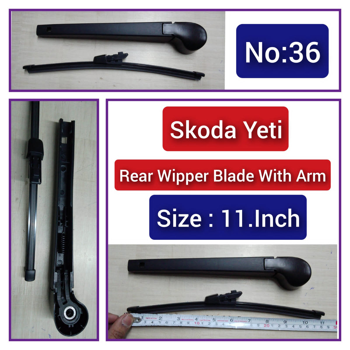 Rear Wiper Blade (11 Inch) With Arm Compatible with SKODA Yeti Tag-WBR-36