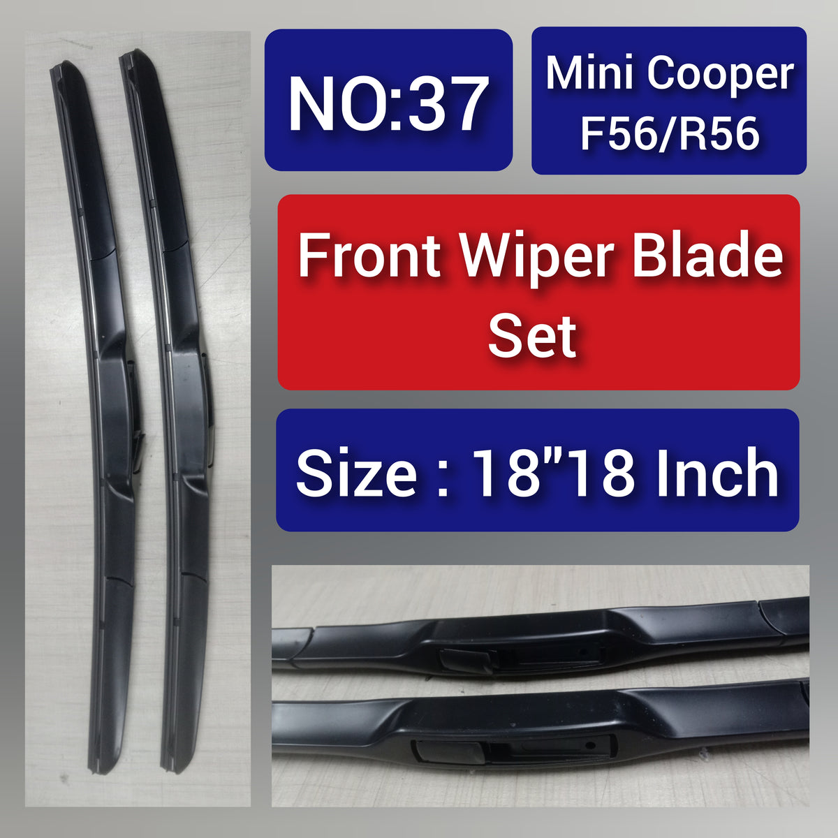 Front Wiper Blade Set (18'18 Inch) Compatible with MINI Cooper R56 & F56  Tag-WBF-37