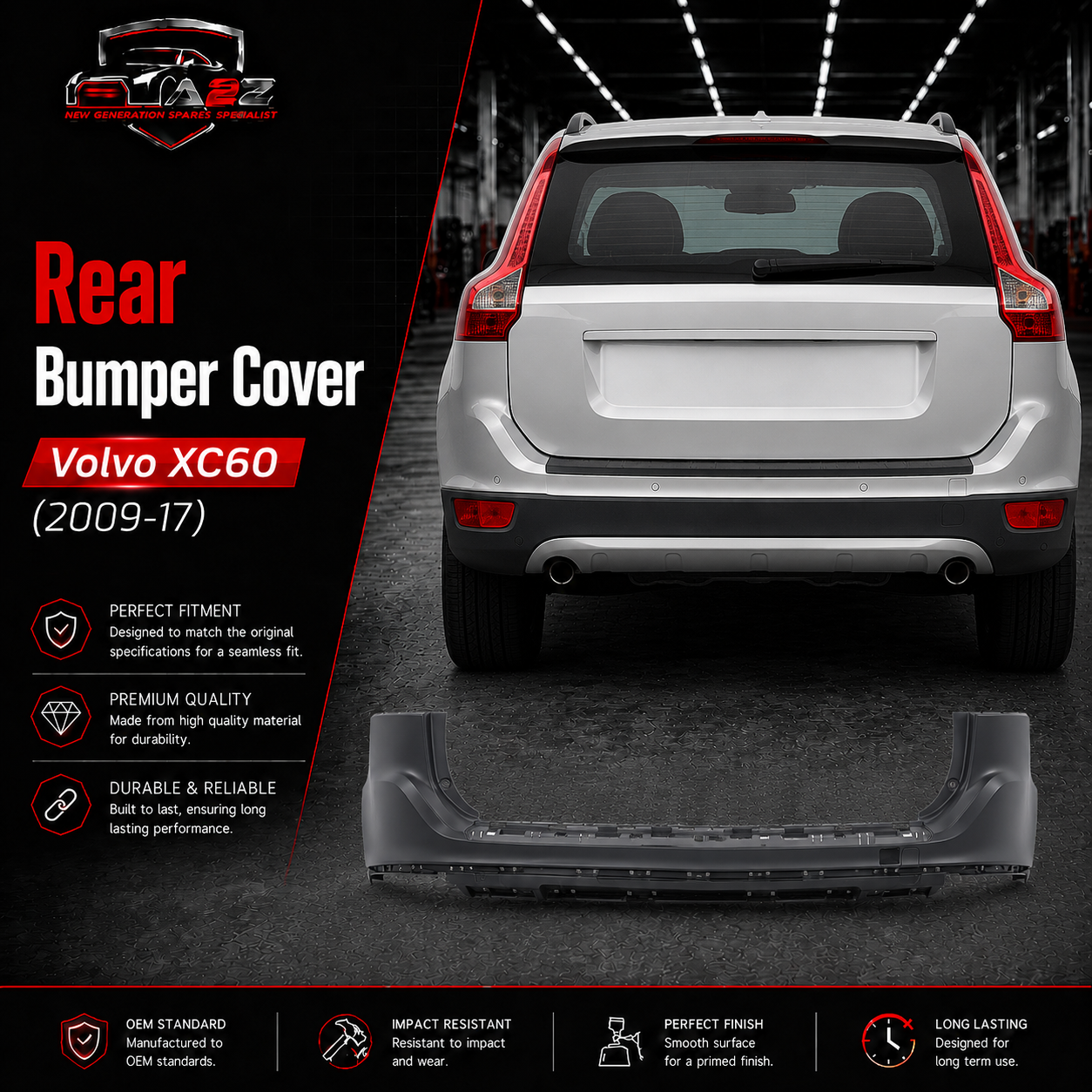Rear Bumper Cover 39855021 Compatible With Volvo XC60 (2009-17)