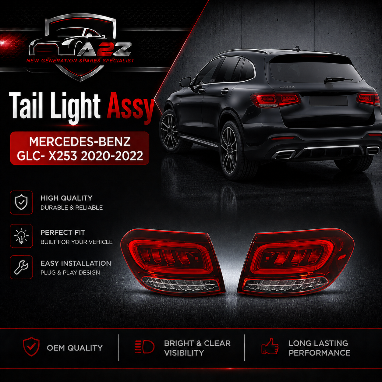 Tail Light Rear Lamp  Left 2539065102 & Right 2539065202 Compatible With MERCEDES-BENZ GLC- X253 2020-2022
