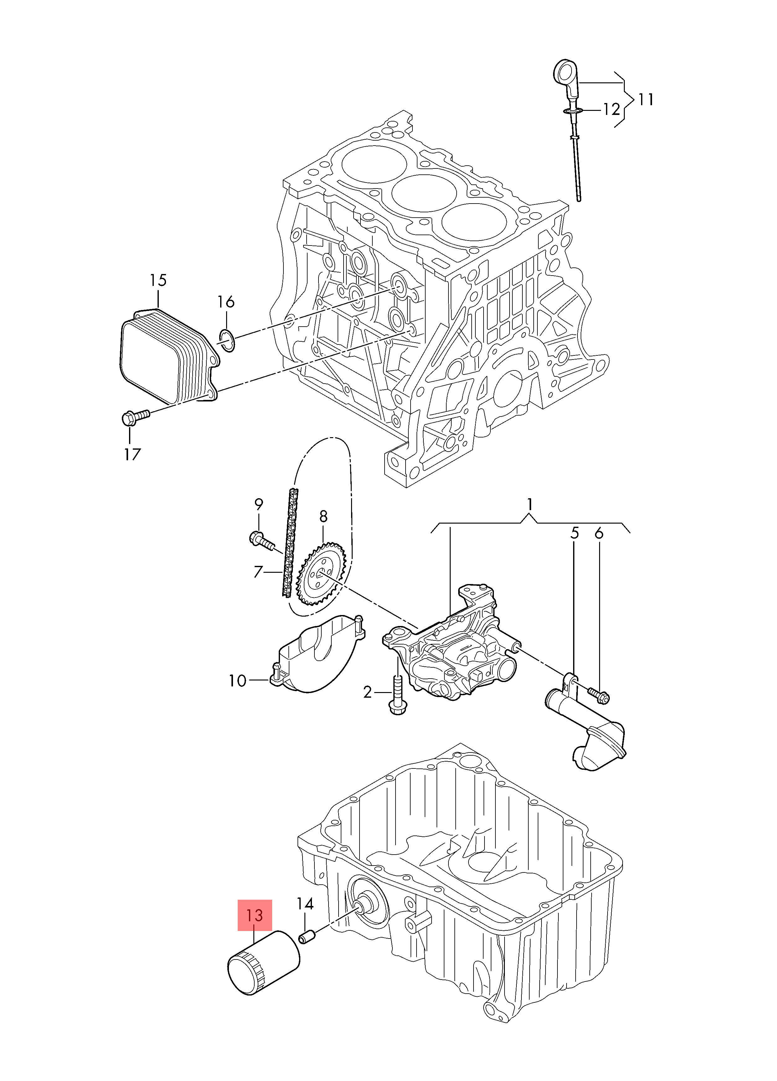 Oil Filter H317W01 & 04E115561 & OC977/1   Compatible With A3 A4 Q3 Tag 77