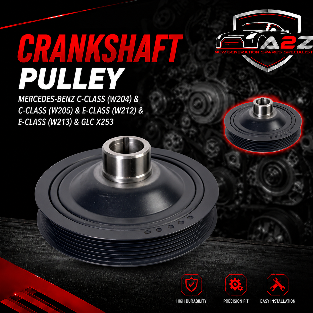 Crankshaft Pulley 2740300903 2740301203 A2740300903 A2740301203 Compatible With MERCEDES-BENZ C-CLASS (W204) & C-CLASS (W205) & E-CLASS (W212) & E-CLASS (W213) & GLC X253 Tag-CP-18