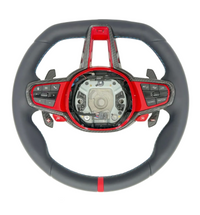 G Series Type Steering Wheel Leather & Carbon Strip (Red) Compatible With BMW For F10