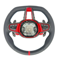 G Series Type Steering Wheel Leather & Carbon Strip (Red) Compatible With BMW For F10