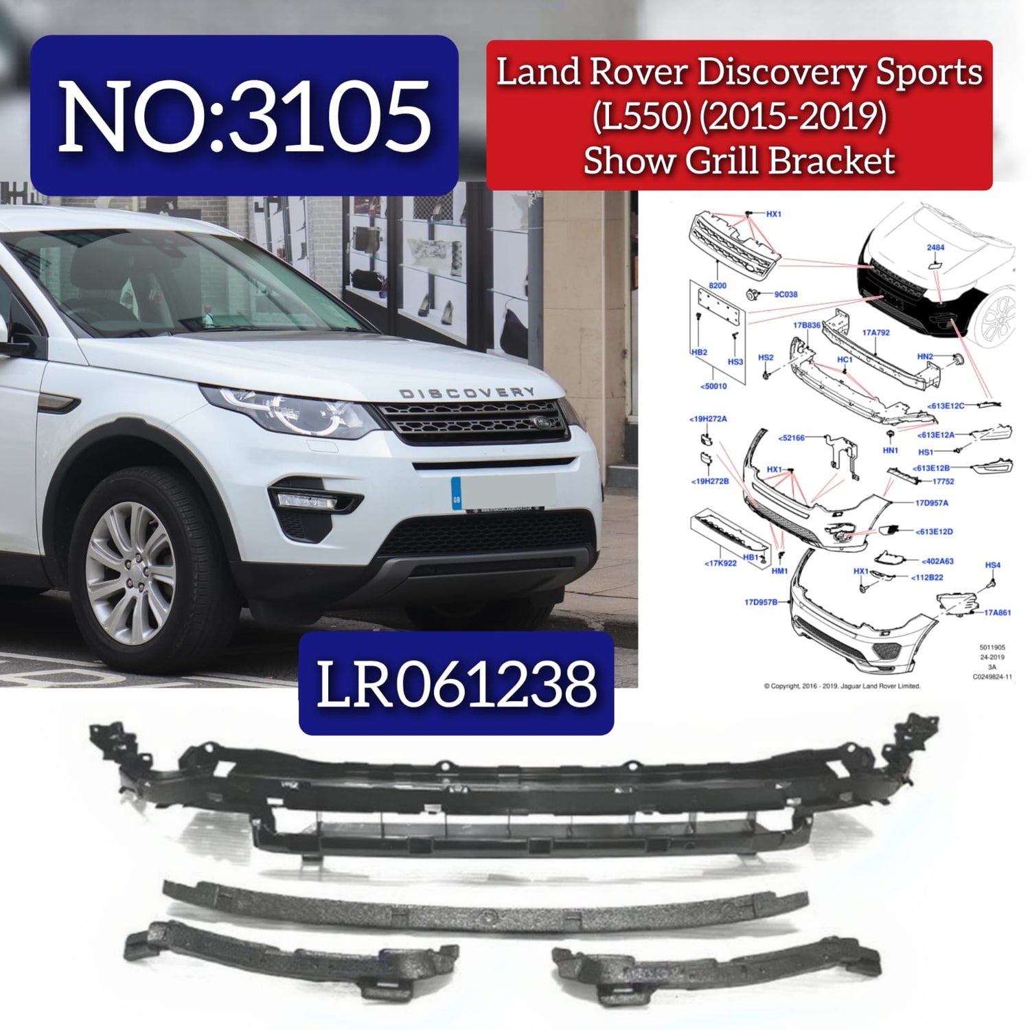 Show Grill Bracket LR061238 LR084612 Compatible With Land Rover Discovery Sports (L550) (2015-2019) Tag No.3105