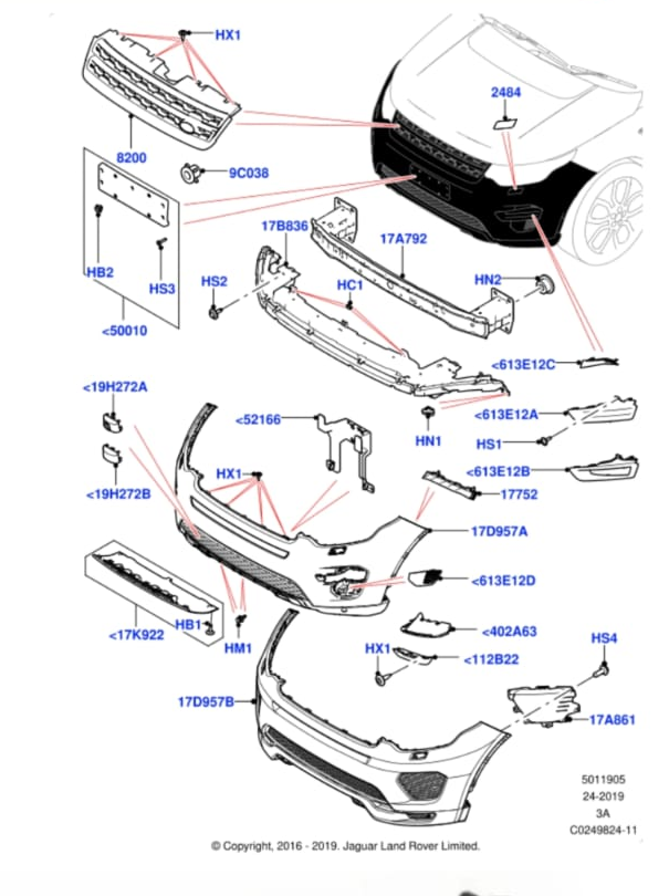 Show Grill Bracket LR061238 Compatible With Land Rover Discovery Sports (L550) (2015-2019) Tag No.3105