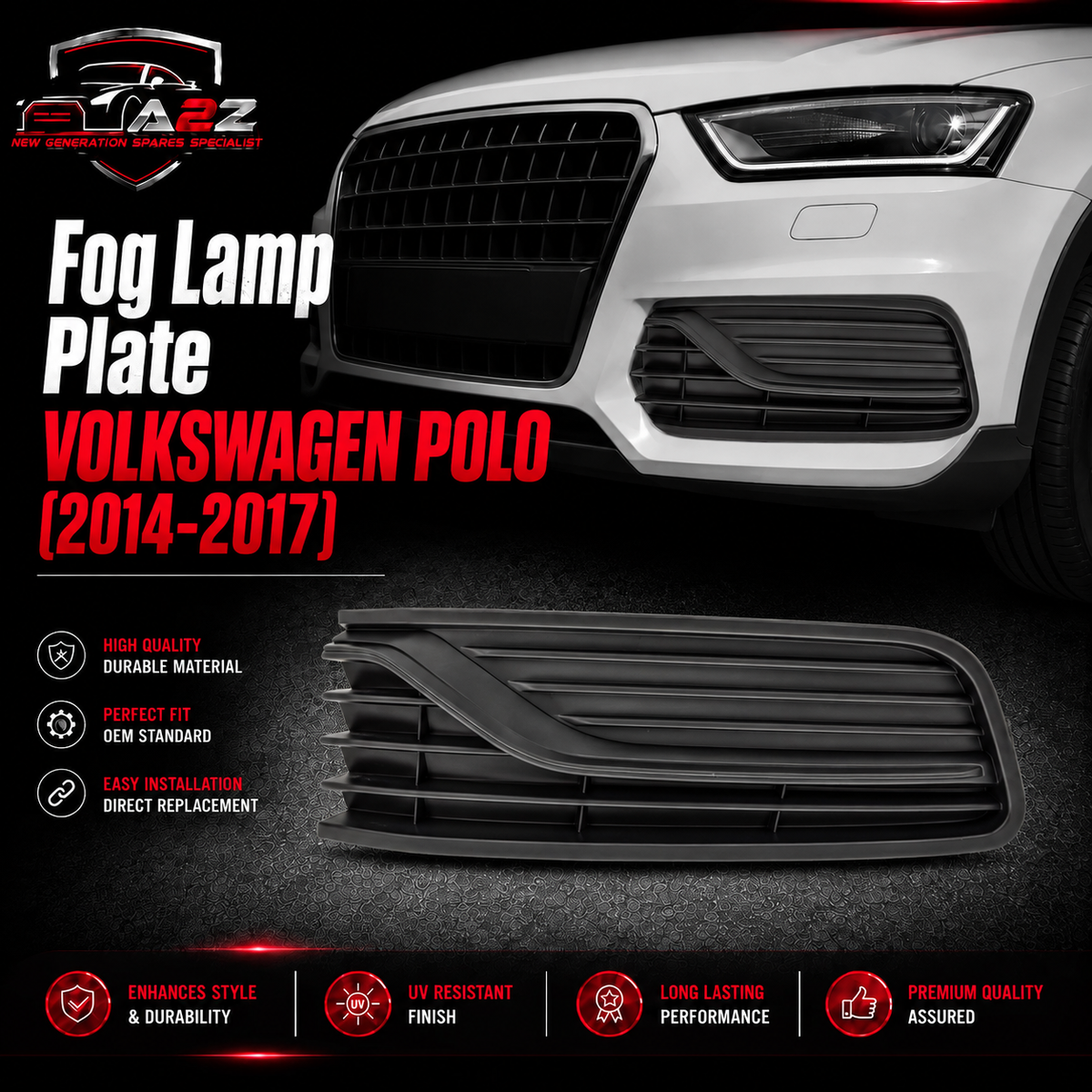 Fog Lamp Plate 6C0853665 Compatible With VOLKSWAGEN POLO (2014-2017)