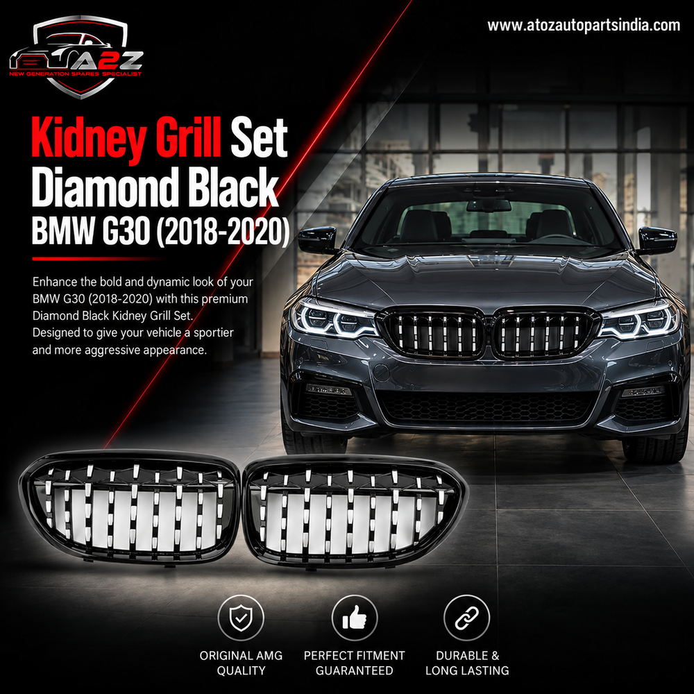 Kidney Grill Set  Diamond Black (2018-2020) Compatible With BMW 5 Series G30 Tag 55