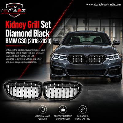 Kidney Grill Set  Diamond Black (2018-2020) Compatible With BMW 5 Series G30 Tag 55