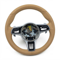 Beige Leather Steering Wheel Compatible With Porsche Models
