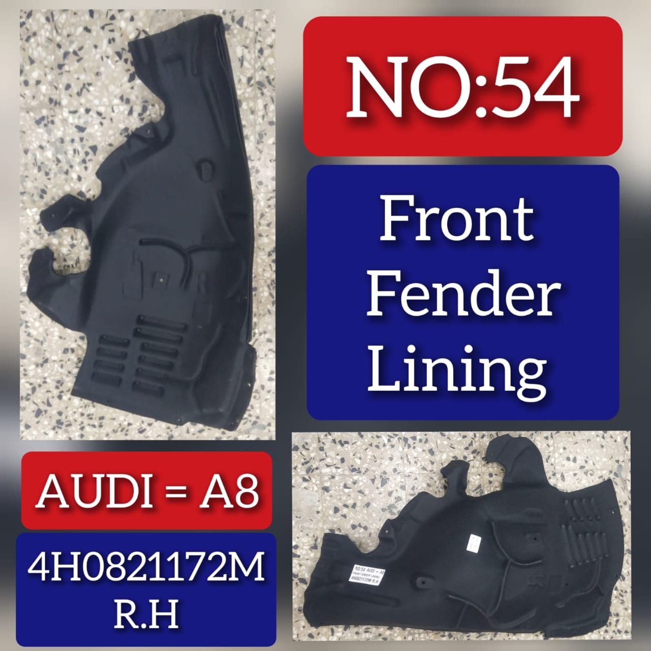 Front Right Fender Liner 4H0821172M 4H0821172K  Compatible With AUDI A8 Tag No.54