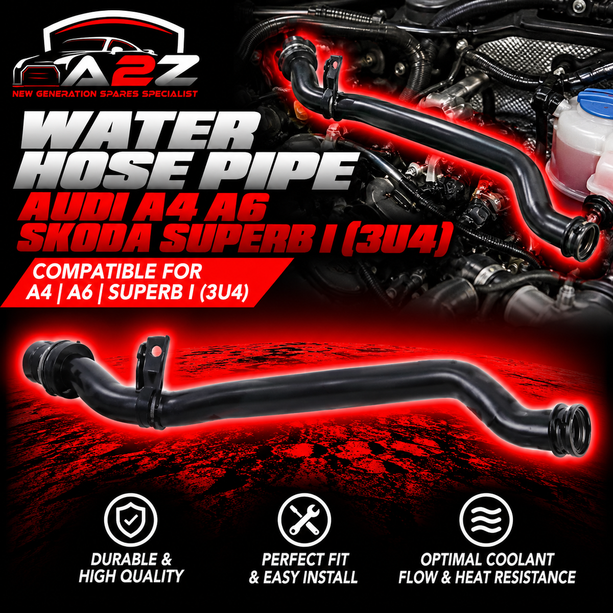 Water Hose Pipe 078121075AB 078121075AF Compatible with AUDI A4 A6 & SKODA SUPERB I (3U4)Tag-H-278
