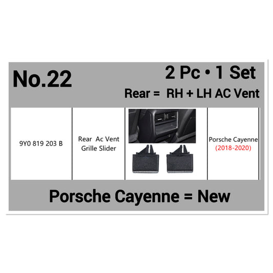 Rear Air Conditioner Back Ac Vent Grille Outlet Tab Clip Slider Repair Kit 9Y0819203B Compatible With PORSCHE CAYENNE 2018-2020 (Set Of 2)