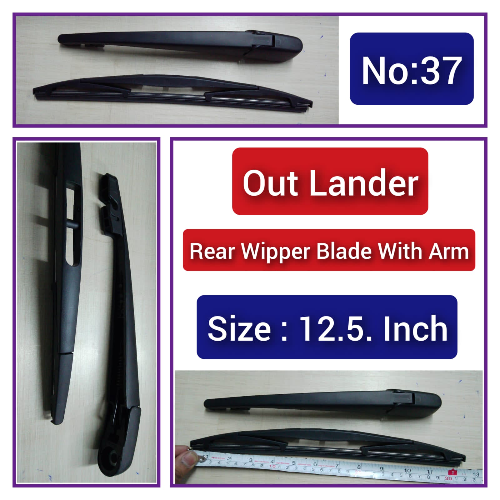 Rear Wiper Blade (12.5 Inch) With Arm Compatible with Mitsubishi Outlander Tag-WBR-37