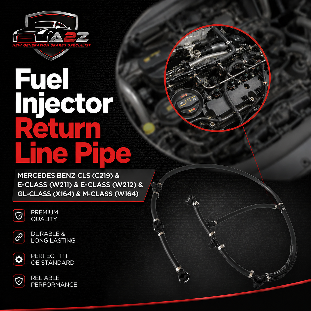 Fuel Injector Return Line 6420705532 6420701932 6420703032 Compatible With MERCEDES BENZ  CLS (C219) & E-CLASS (W211) & E-CLASS (W212) & GL-CLASS (X164) & M-CLASS (W164)