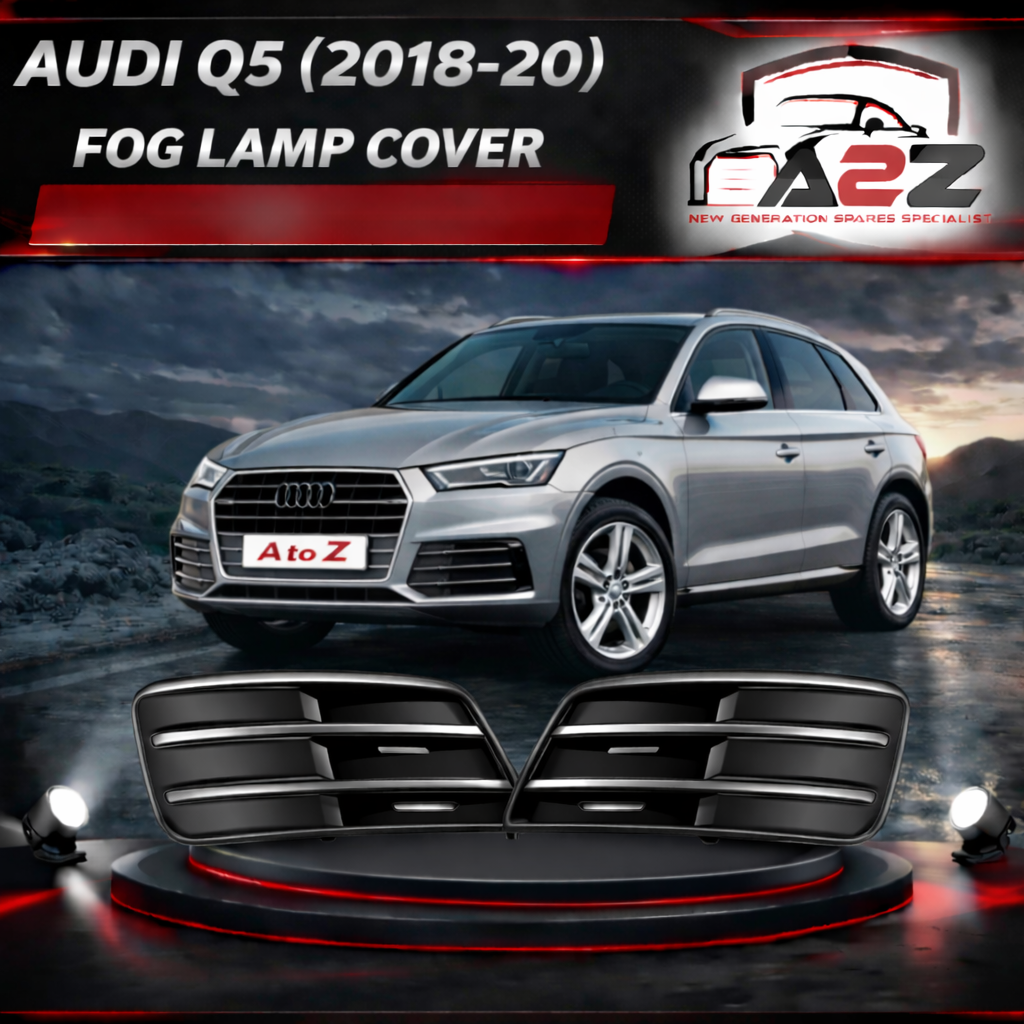 Fog Lamp Cover (Glossy Black) Left 80D807681E & Right Compatible With AUDI Q5 2018-2020 80D807682E Tag-FC-93
