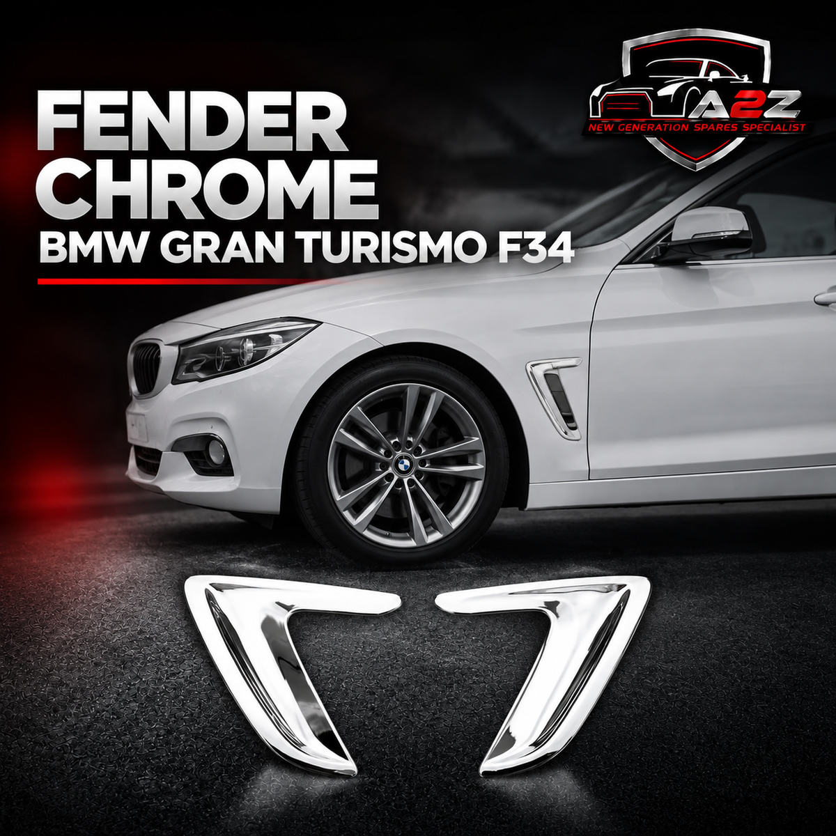 Fender Chrome Left 51747293733 & Right 51747293734 Compatible With BMW 3 Series Gran Turismo (F34) Tag No.53