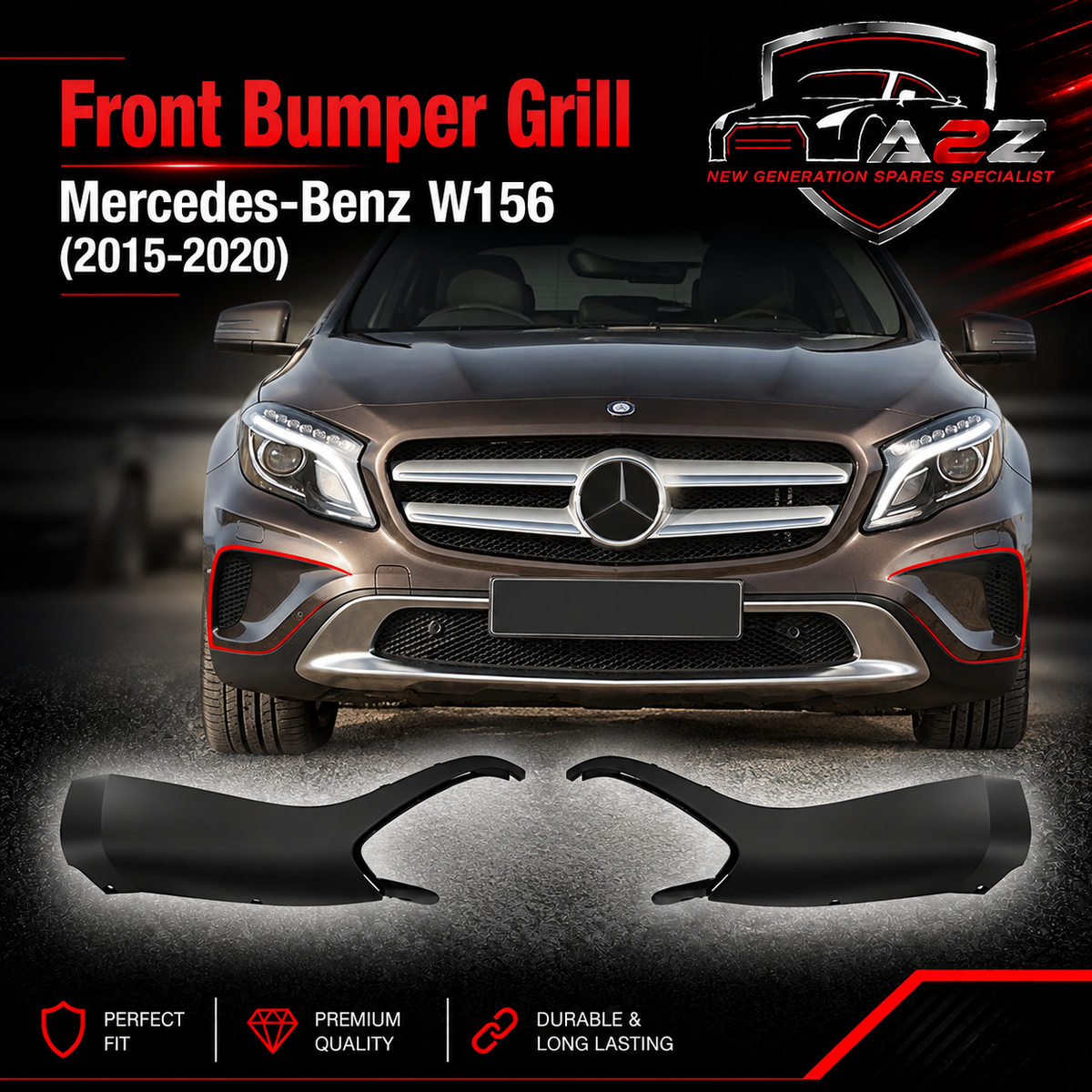 Front Bumper Grill Left 1568851125 Right 1568851225 A1568851125 Compatible With Mercedes-Benz GLA Class W156 (2015-2020) Tag No.113